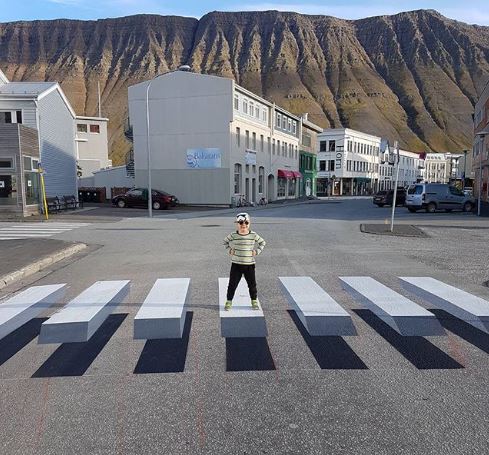 This 3-D crosswalk in Iceland wouldn't pass muster with the people who determine federal engineering guidance. Photo: Linda Bjork/Instagram