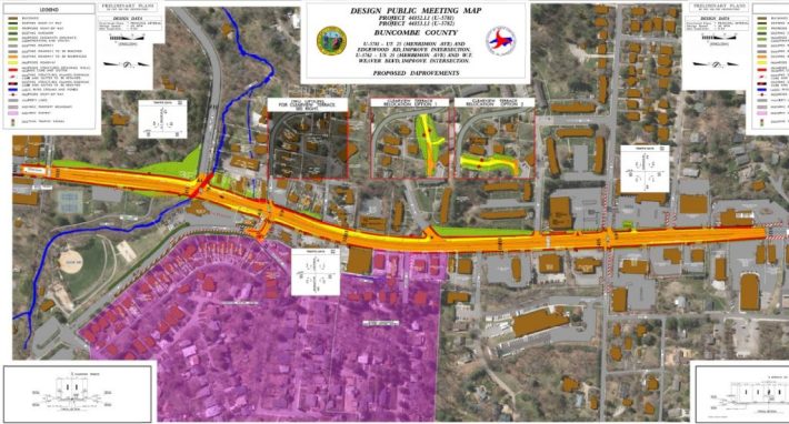 North Carolina wants to widen Merrimon Avenue. Map: North Carolina DOT