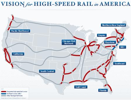 Bernie Sanders wants to complete the high-speed rail vision put forth by Obama as part of his "Green New Deal." Source: U.S. DOT