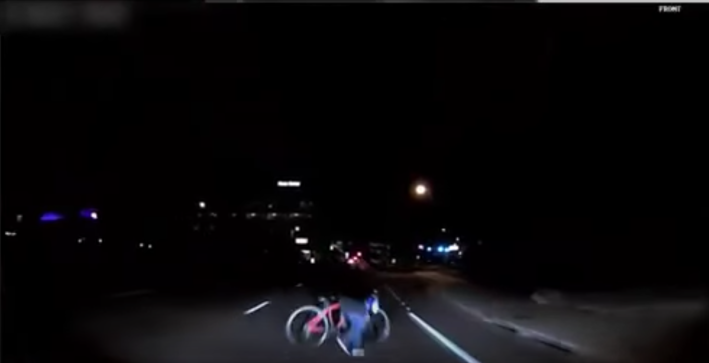 Dashboard camera footage from the moments before Elaine Herzberg's death. Source: Youtube.