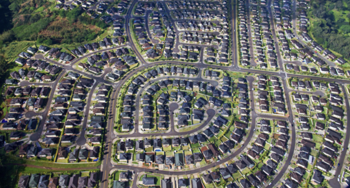 Low-density sprawl of single family homes. Source: Inhabitat