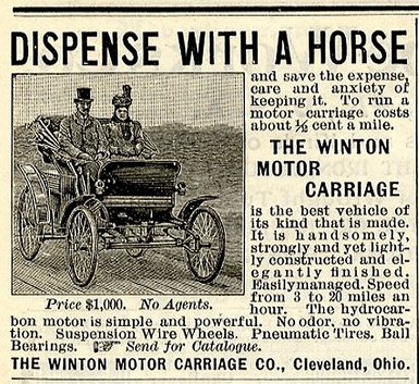 One of the first car advertisements, 1898 Via Mitchell Archives