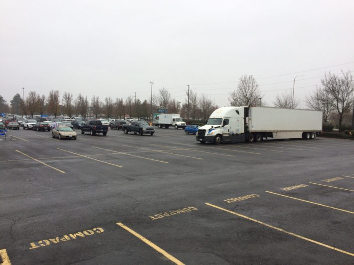 An abundance of available parking at Woodland Center Walmart Supercenter on Black Friday. Photo by Catie Gould.