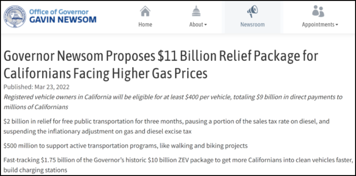 Read it and weep: Gavin Newsom’s proposed give-away to California car-owners.