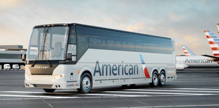 An American-branded bus, operated by Landline. Photo: Landline.