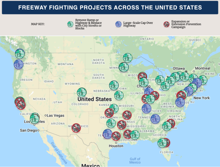 View an interactive version of this map and contact the advocates behind these efforts on The Freeway Fighters Network
