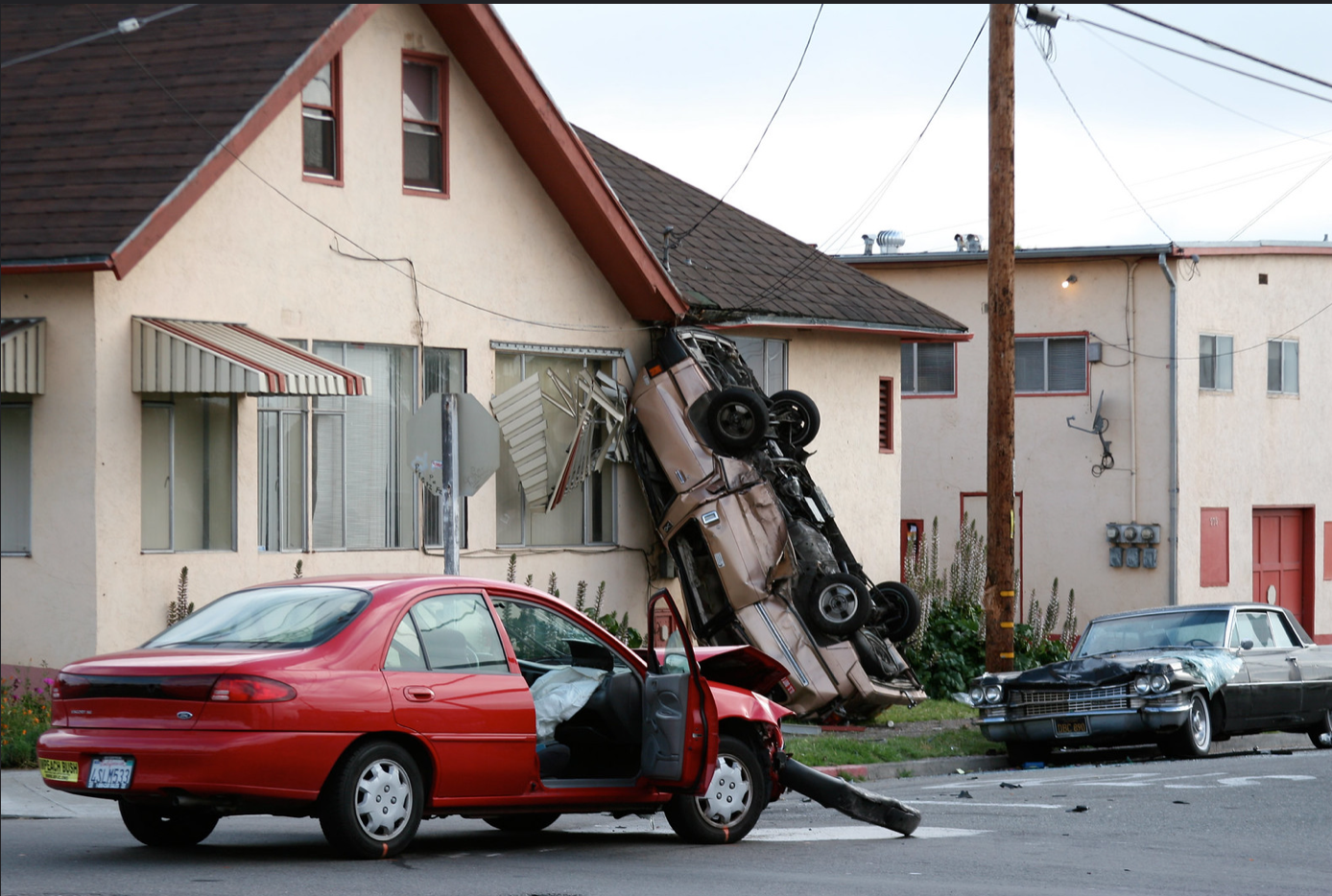 How many times a day do cars crash into buildings?