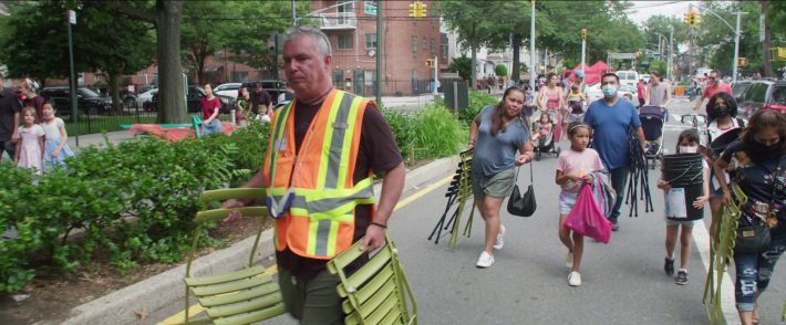 The 34th Avenue Open Street in New York City, which launched during the COVID-19 pandemic, is prominently featured in the film. Photo: The Street Project