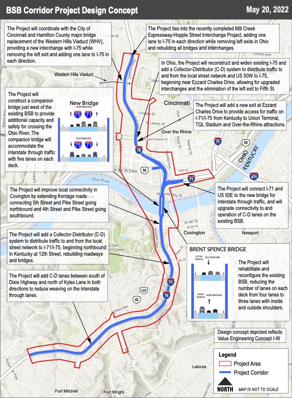 Work on the Brent Spence Bridge Corridor Project could begin within 18 months of receipt of federal grant money. Graphic: Ohio Department of Transportation