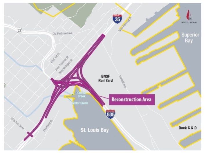 Construction at the I-35, I-535 and Hwy 53 Interchange is the beginning of a series of projects planned for I-35 through Duluth. Graphic: Minnesota Department of Transportation