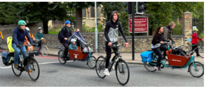 Parents commute with special cargo bikes that have a big cart in front for kids and groceries and our 80-year old landlords cycled to shop and go to church.