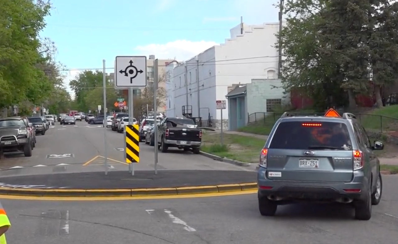 After: This SUV has to slow down to 5 miles per hour — a perfect example of how design can reduce roadway dangers for pedestrians and cyclists. Photo: Clarence Eckerson Jr.