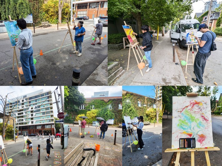 Participants in Toronto, Canada taking a painting class.