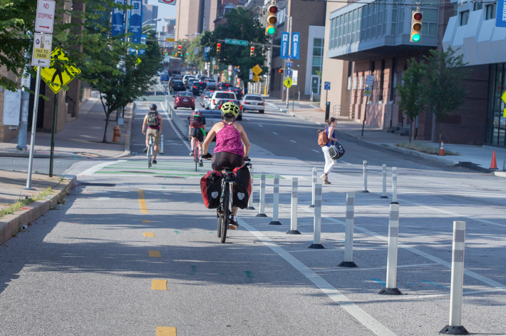 Bike lanes in Baltimore, Maryland.