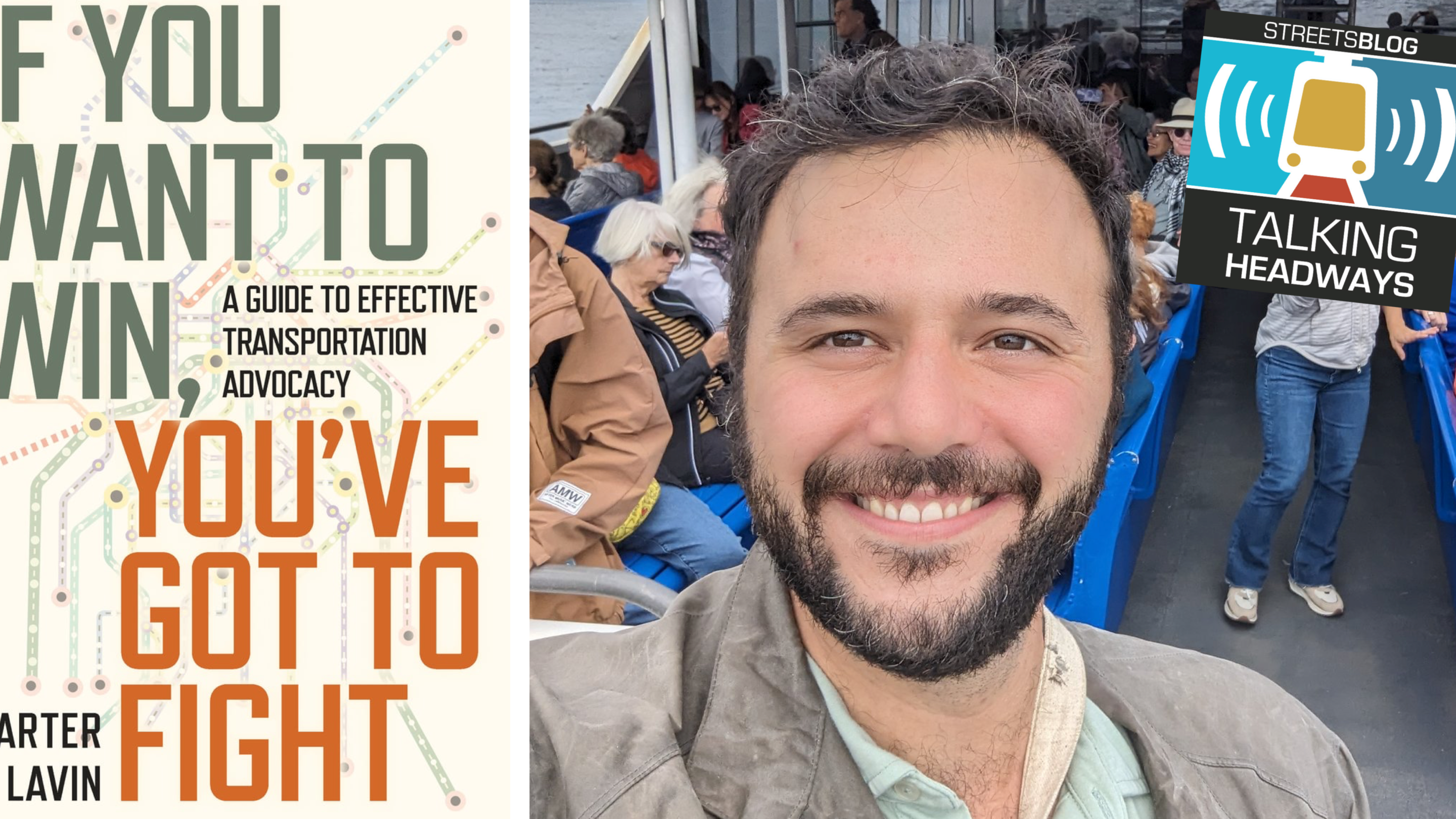 Collage of Carter Lavin and his book, If You Want to Win, You've Got to Fight